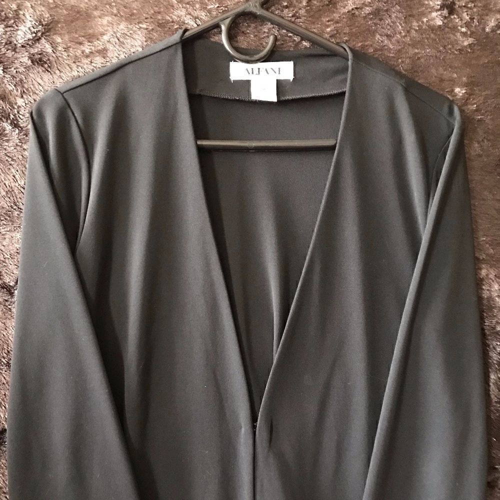 Black Long Dress Jacket with front Closure - M
